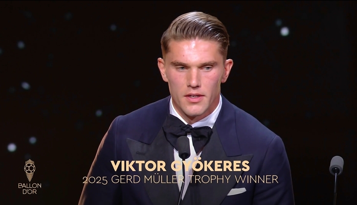 58場比賽中有63個進球！官員：約克雷斯贏得了2025年GED Mueller獎 并當選為年度前鋒